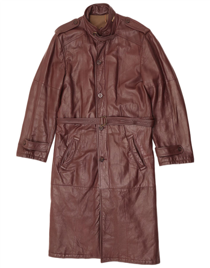 C&A Cappotto in pelle militare da uomo UK 40 Grande pelle marrone
