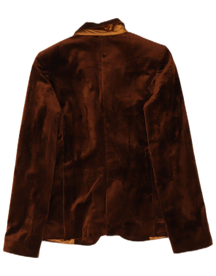 Giacca blazer vintage in velluto da donna IT 42 Poliestere marrone medio