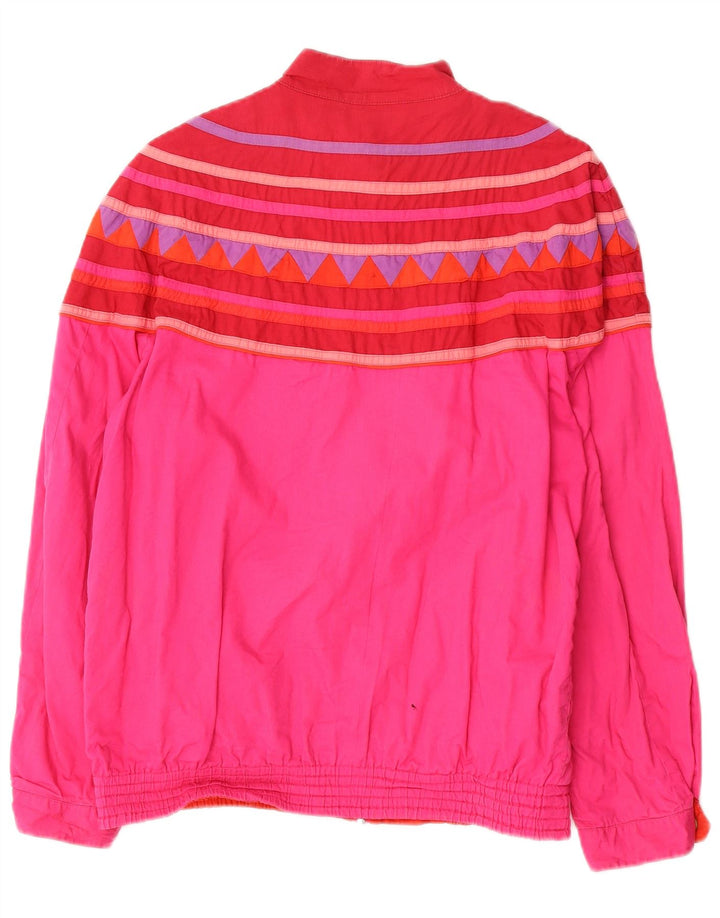 Giubbotto bomber reversibile da donna vintage UK 12 rosa medio geometrico