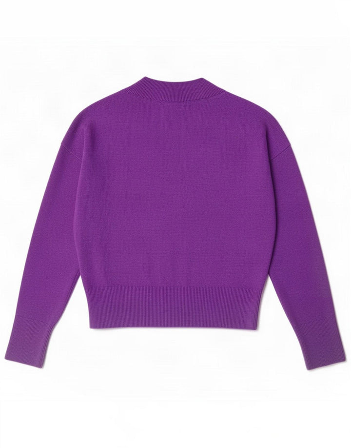 Massimo Dutti Maglione da donna con scollo a V UK 14 Lana viola medio