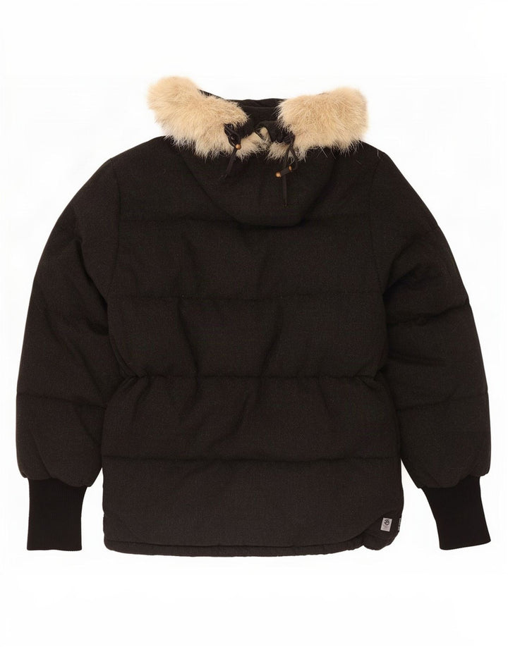 Moncler Giacca imbottita con cappuccio da uomo UK 36 Small Lana nera