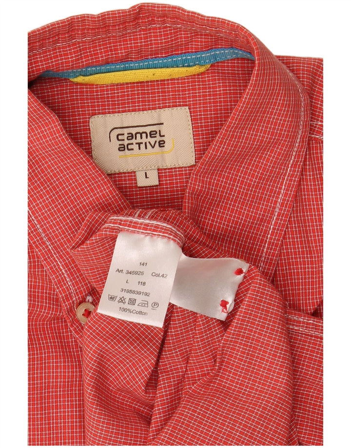 Camicia a maniche corte da uomo Camel Active in cotone a quadri rossi grandi