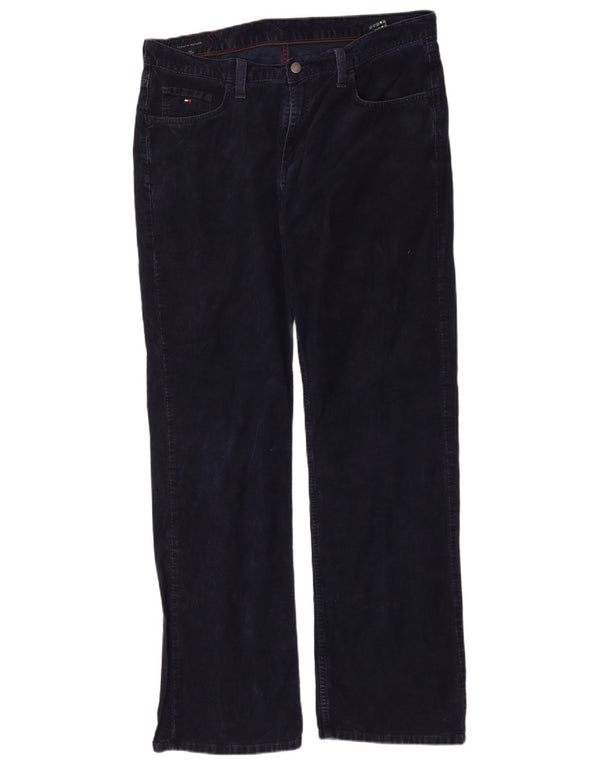 Pantaloni dritti in velluto a coste da uomo Tommy Hilfiger W36 L34 cotone blu navy