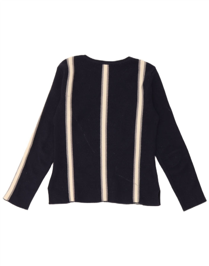 Maglione maglione da donna con scollo a barca Lacoste taglia 38 medio a righe blu navy