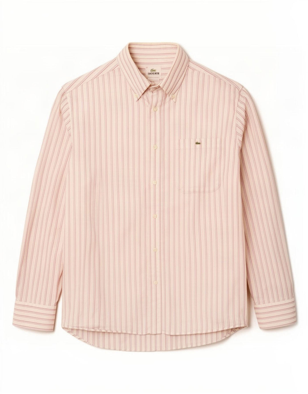 Camicia da uomo Lacoste taglia 40 cotone a righe bianche medie