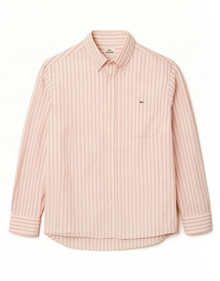 Camicia da uomo Lacoste taglia 40 cotone a righe bianche medie