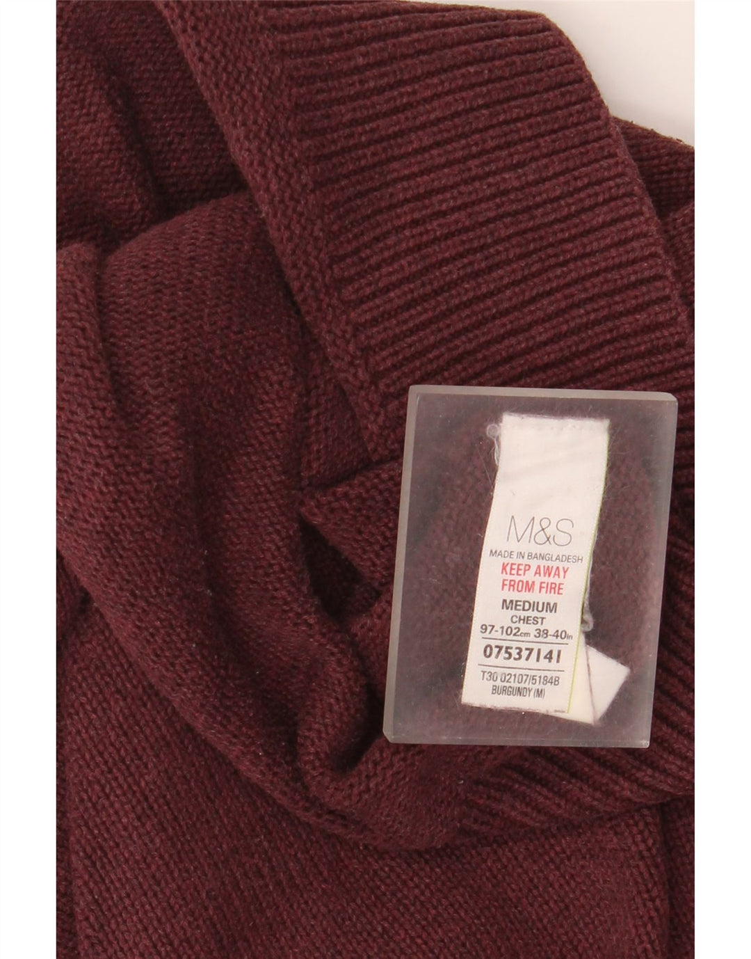 Maglione da uomo Marks & Spencer con collo a scialle in cotone bordeaux medio