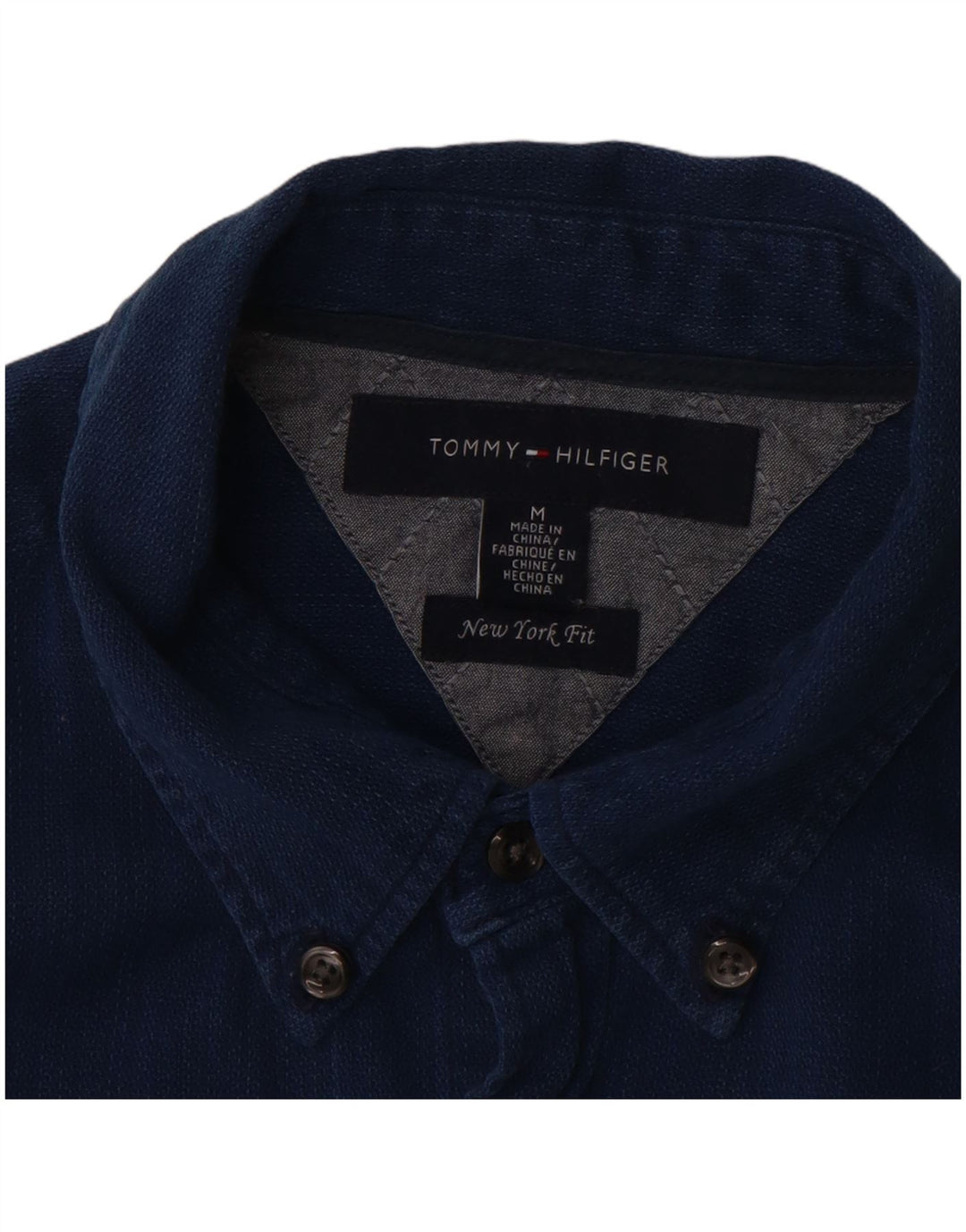 TOMMY HILFIGER Camicia da uomo New York Fit in cotone blu medio