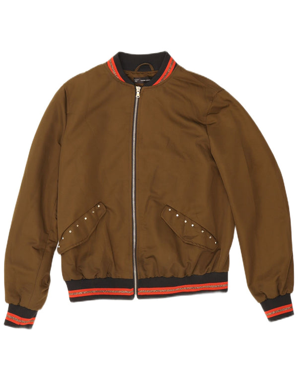 Giubbotto bomber grafico da donna Zara UK 14 medio a righe kaki
