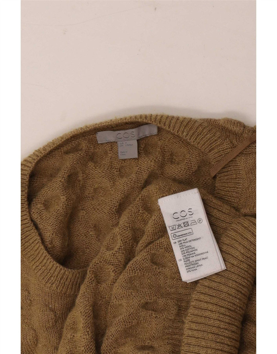 Maglione girocollo da uomo Cos in lana beige medio