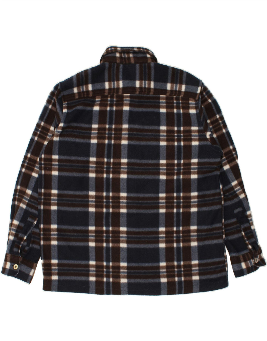 VINTAGE Mens Fleece Shirt XL Navy Blue Check Cotton Vintage Vintage and Second-Hand Vintage from Messina Hembry 