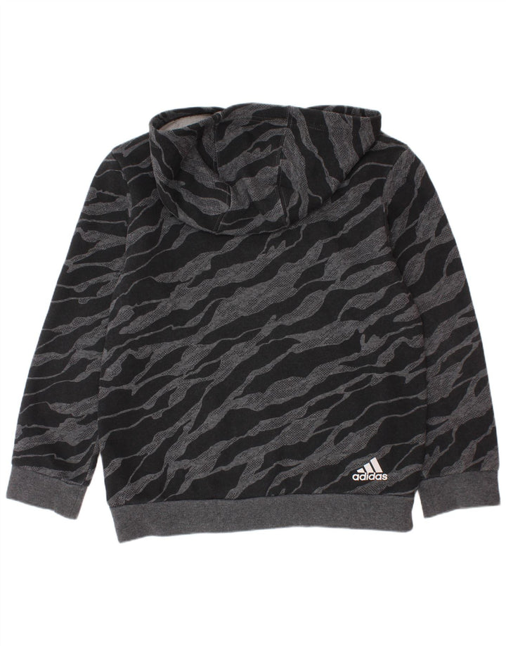 Maglione con cappuccio grafico ADIDAS per ragazzi 7-8 anni in cotone grigio con stampa animalier
