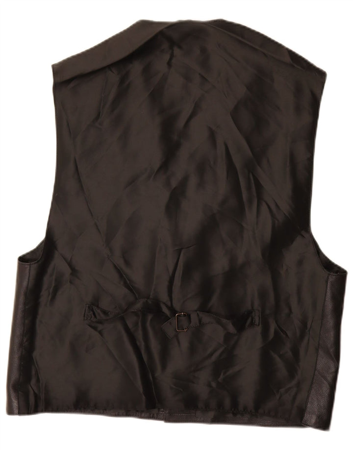 Gilet in pelle da uomo vintage grande in pelle nera