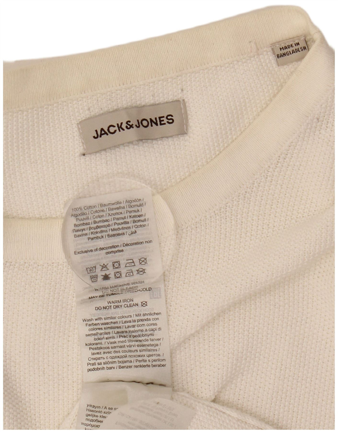 Maglione maglione girocollo da uomo Jack & Jones grande cotone bianco