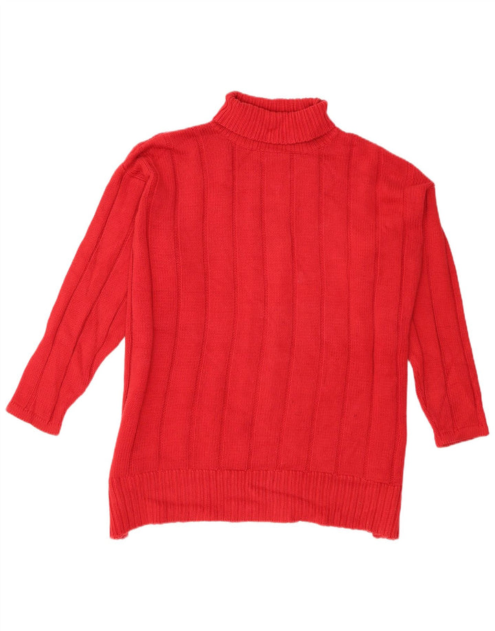 Maglione maglione oversize da donna Eddie Bauer con collo alto UK 14 rosso medio