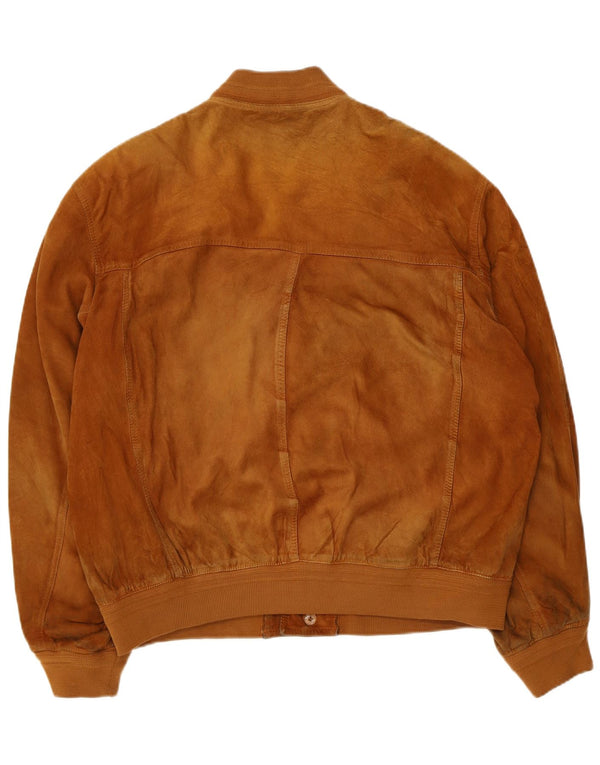 Giubbotto bomber in pelle scamosciata da uomo Forester UK 40 grande in pelle beige