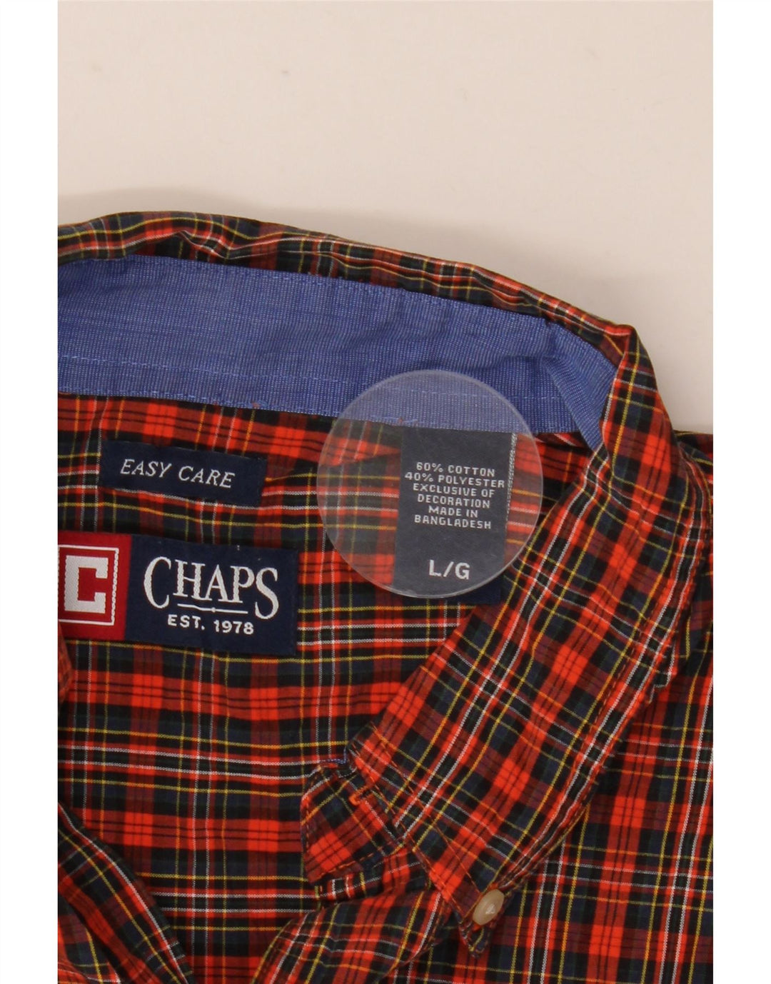 Camicia da uomo Chaps Large in cotone a quadri arancioni