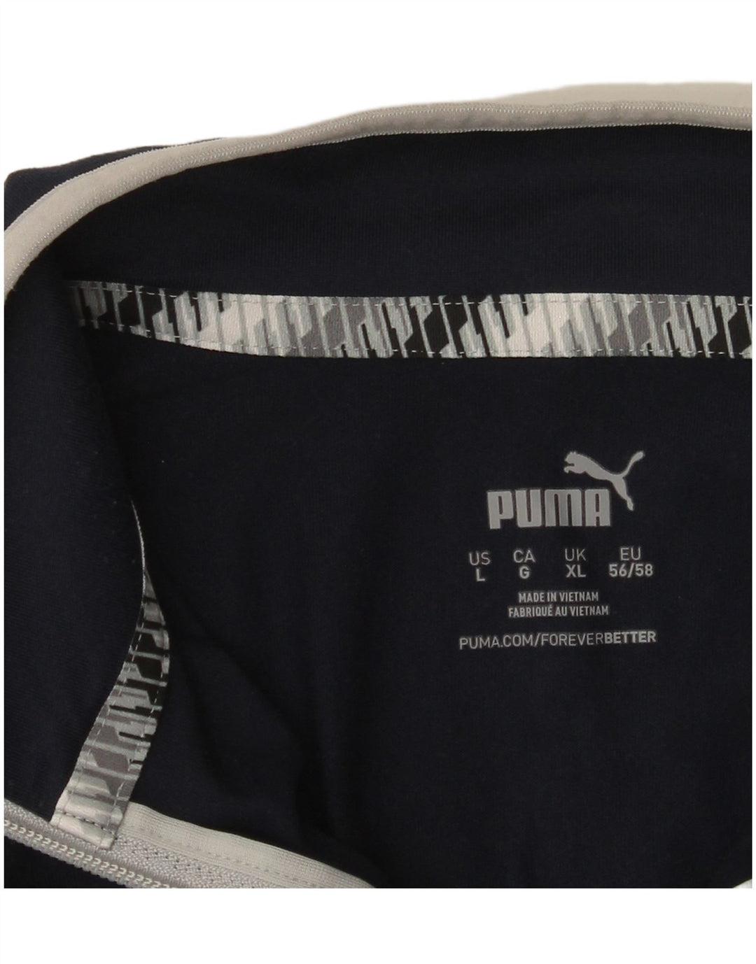 Puma Uomo Zip Neck Pullover Tuta Top XL Blu Navy Colourblock
