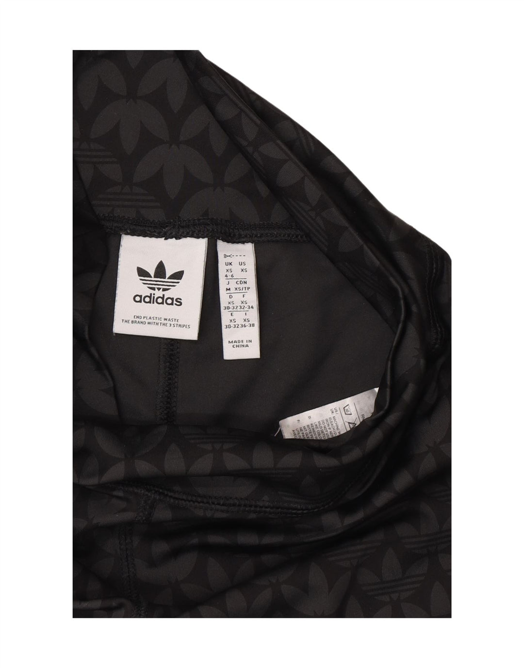 Leggings grafici Adidas da donna UK 4/6 XS poliestere nero