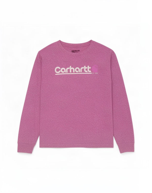 Top grafico per ragazze Carhartt manica lunga 13-14 anni XL cotone screziato viola