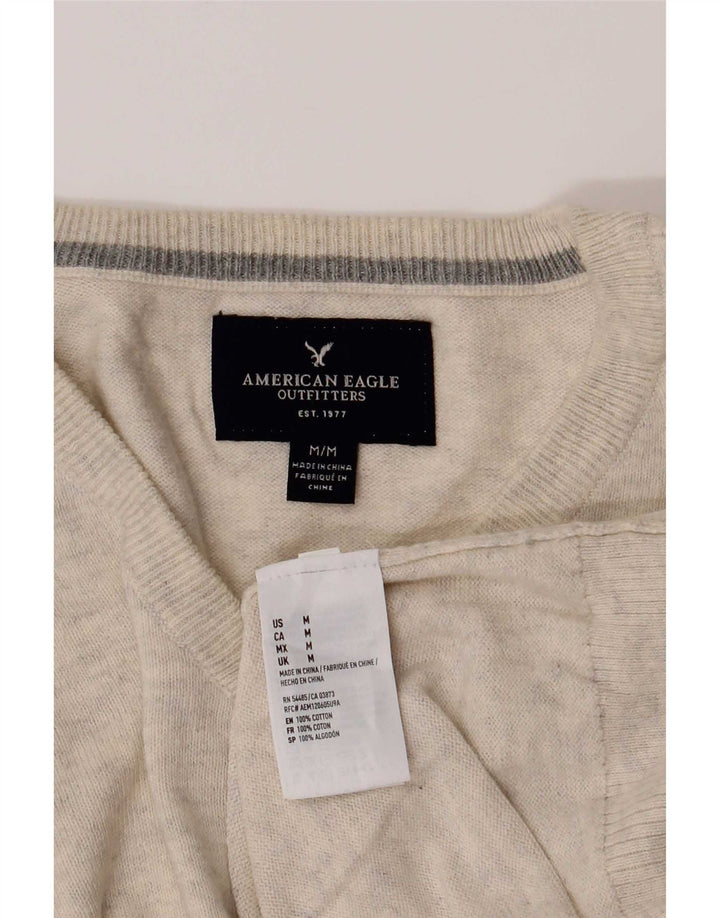 Maglione da uomo con scollo a V American Eagle Outfitters beige medio chiazzato