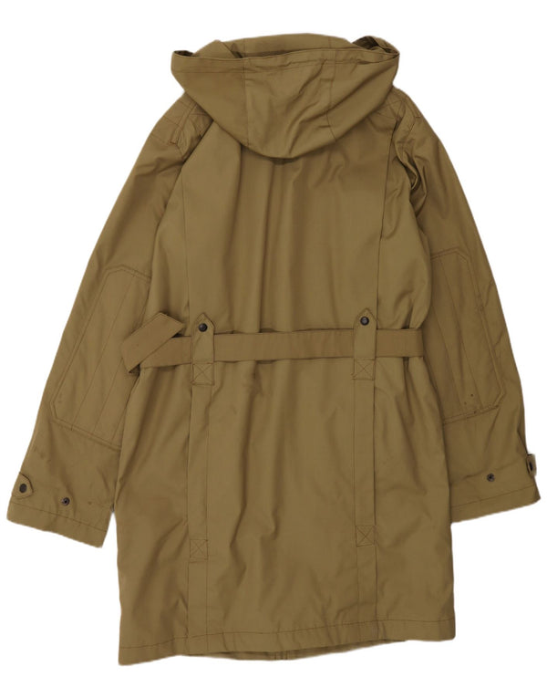 Cappotto militare con cappuccio vintage da uomo UK 40 grande color kaki
