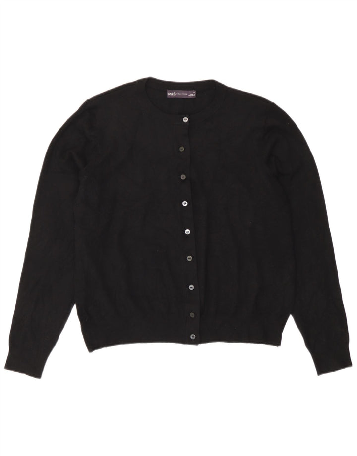 Maglione cardigan da donna Marks & Spencer UK 16 grande viscosa nera