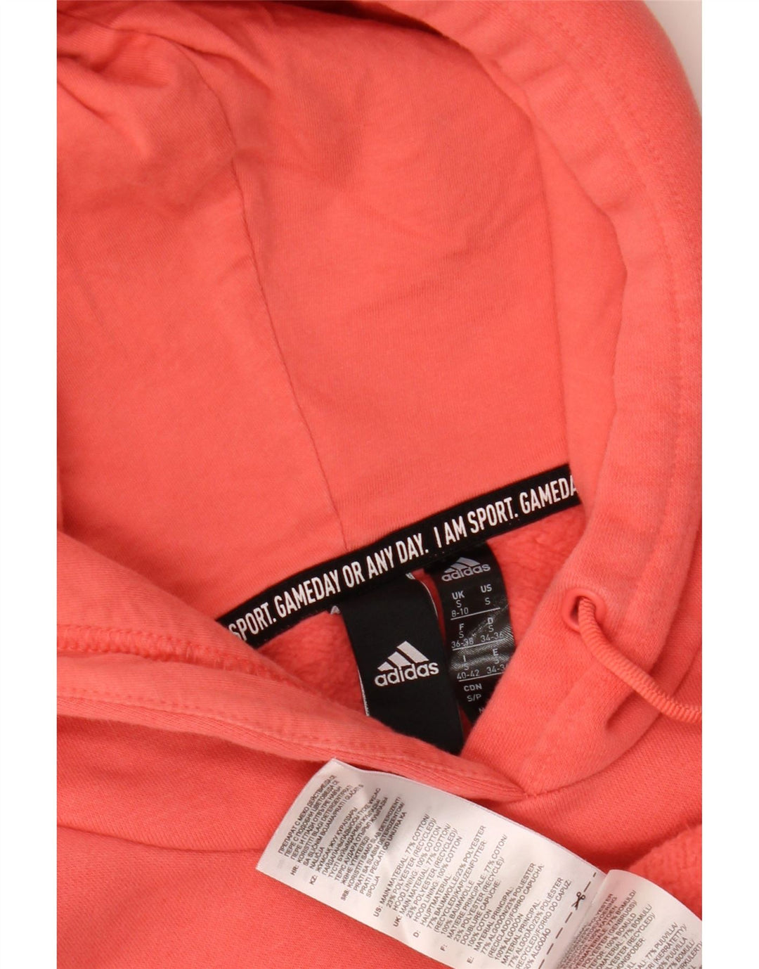Maglione con cappuccio grafico da donna ADIDAS UK 8/10 piccolo cotone arancione
