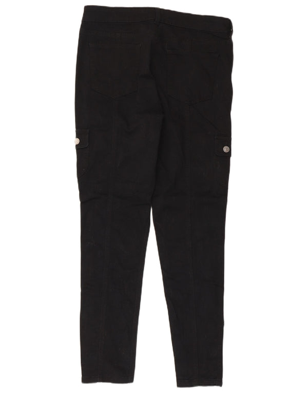 Pantaloni cargo slim da donna Oasis UK 14 Large W32 L27 Cotone nero