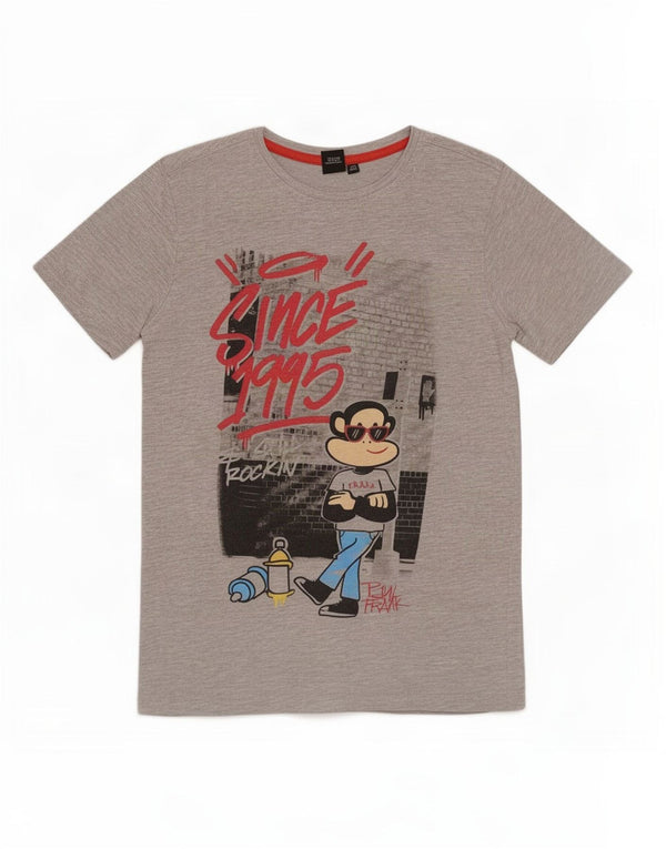 T-shirt grafica per ragazzi Paul Frank Top 12-13 anni in cotone grigio