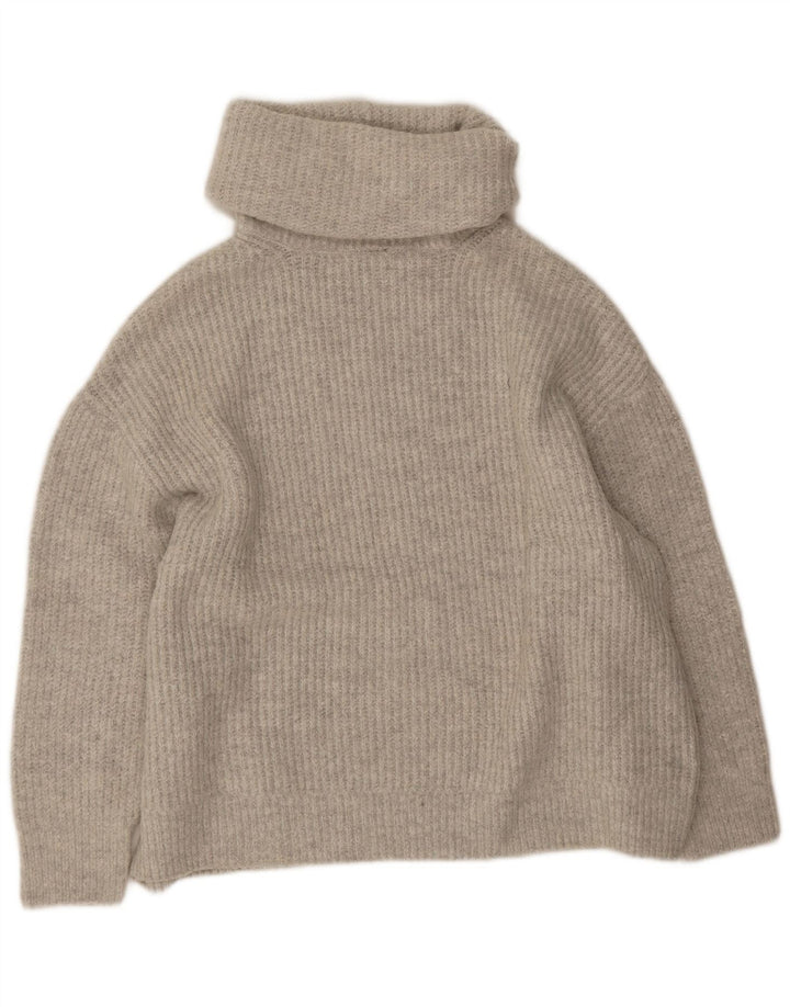 Maglione maglione oversize con collo alto da donna Zara UK 10 piccolo acrilico grigio