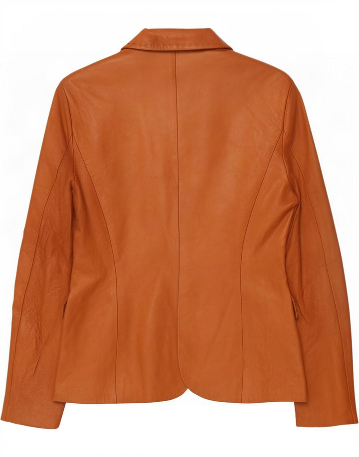 Giacca blazer in pelle da donna a 3 bottoni Atos Lombardini IT 46 Large Marrone