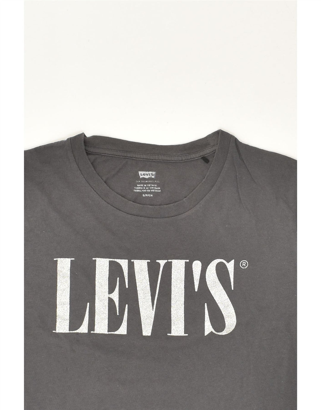 LEVI'S Womens Graphic T-Shirt Top UK 10 Small Grey Cotton | Vintage Levi's | Thrift | Second-Hand Levi's | Used Clothing | Messina Hembry 