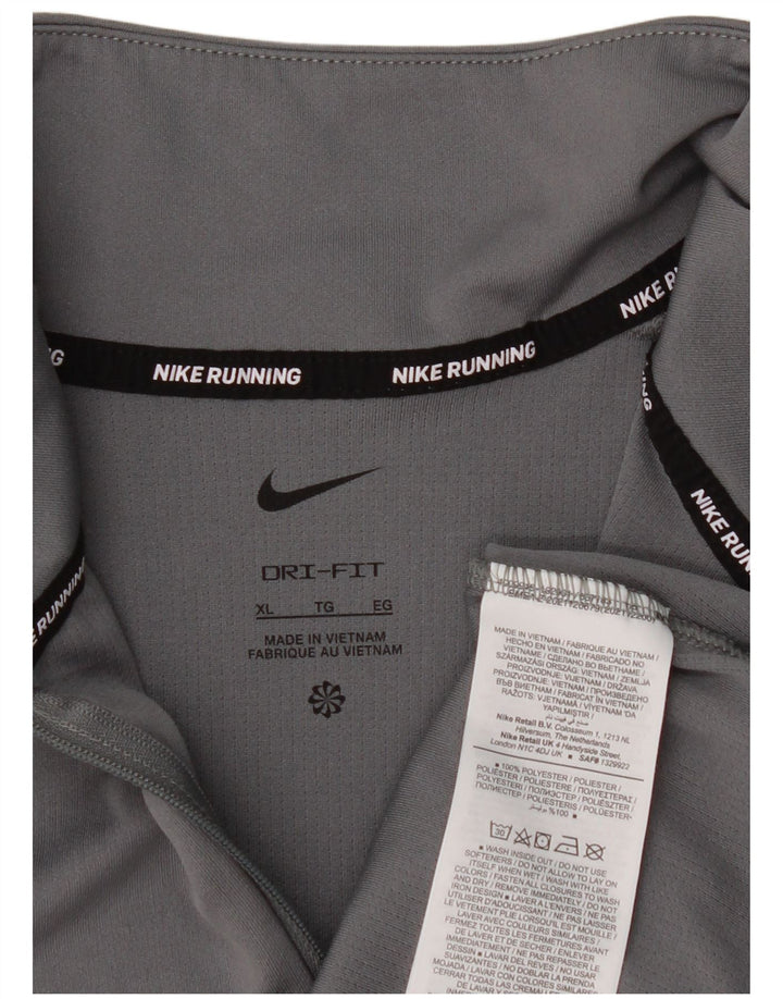 Top della tuta da ginnastica Nike Dri Fit con zip e collo da uomo XL in poliestere grigio