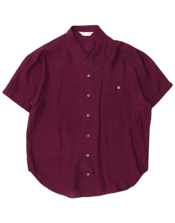 Camicia a maniche corte da donna vintage UK 16 grande viola