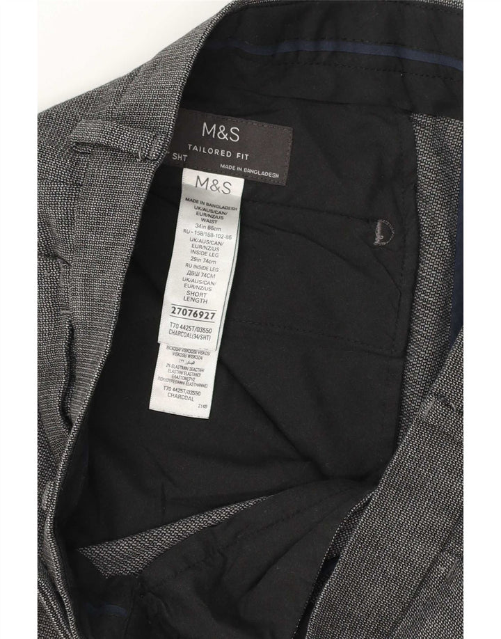 Pantaloni da abito su misura da uomo Marks & Spencer W34 L28 poliestere grigio