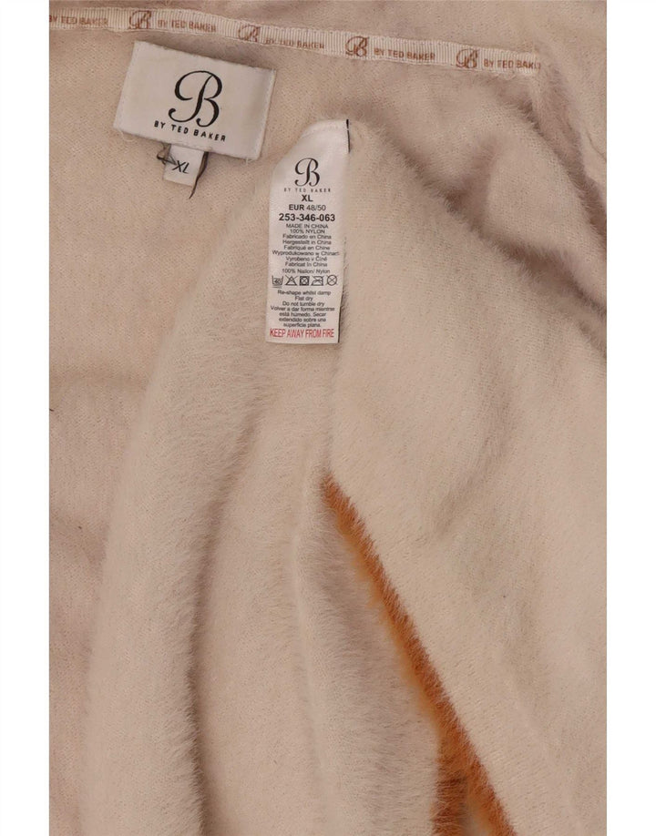 Ted Baker Maglione cardigan aperto oversize da donna con linea lunga UK 18 XL Beige
