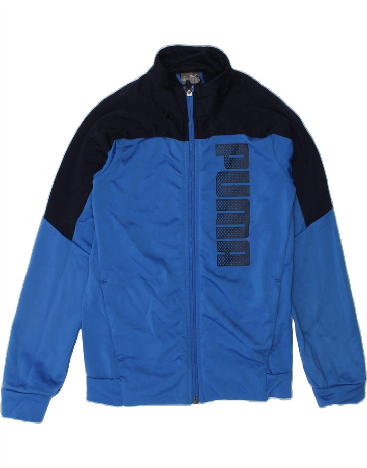 PUMA Boys Graphic Tracksuit Top Jacket 7-8 Years Blue Colourblock | Vintage Puma | Thrift | Second-Hand Puma | Used Clothing | Messina Hembry 