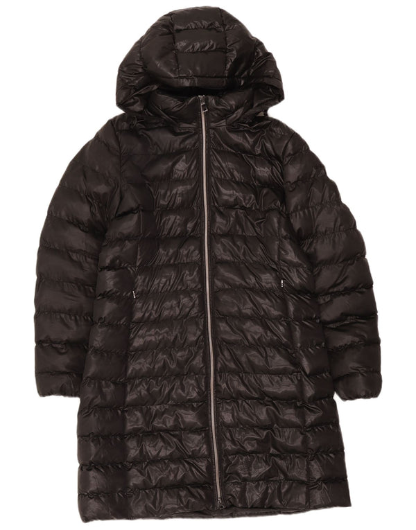 Cappotto imbottito con cappuccio Geox Respira da donna UK 14 grande poliestere nero