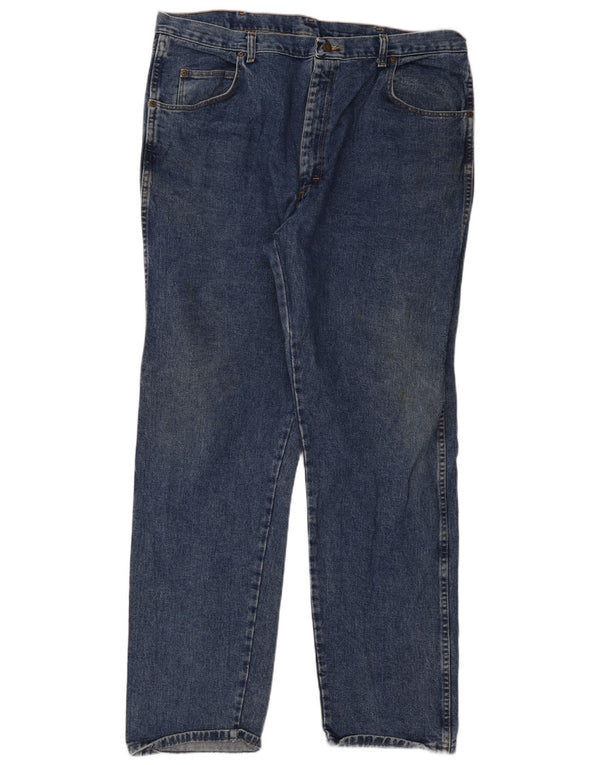 Wrangler Mens Straight Jeans W42 W34 Blue Cotton