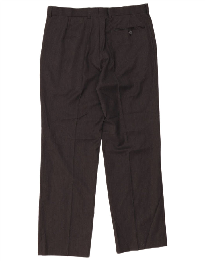 MARKS & SPENCER Pantaloni da abito dritti da uomo W34 L31 Lana grigia