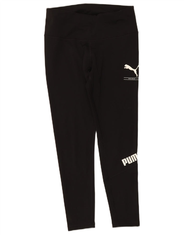 PUMA Womens Graphic Leggings UK 14 Large  Black Polyester