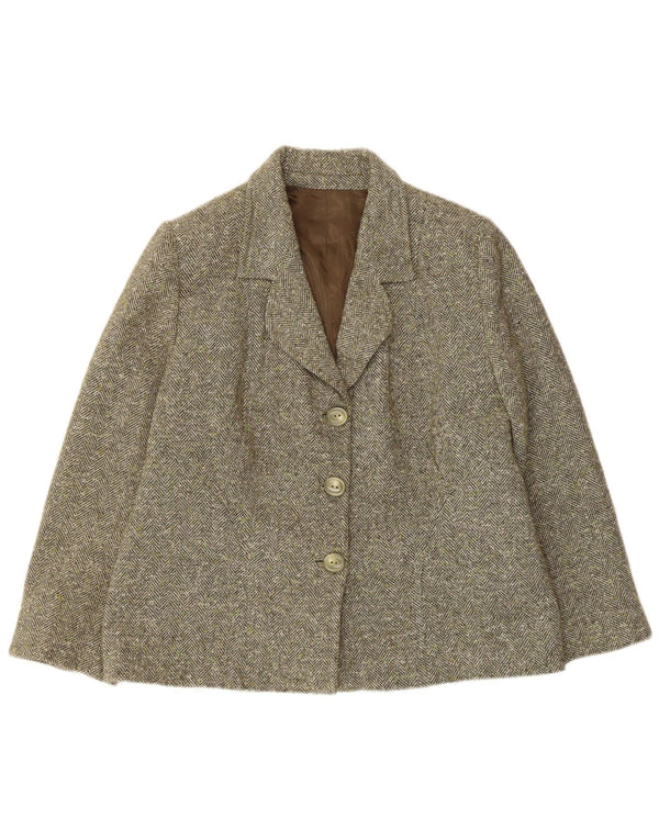 Giacca blazer da donna a 3 bottoni Barbour UK 14 grigio medio a spina di pesce