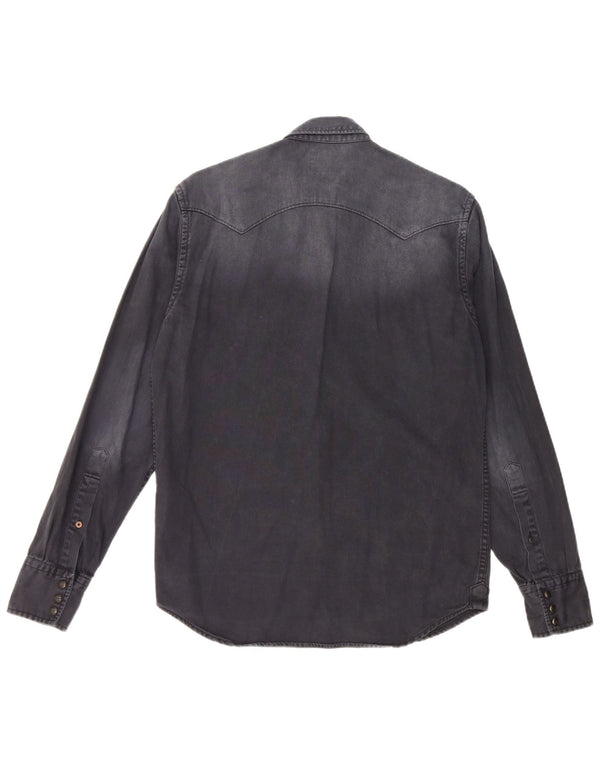 REPLAY Camicia da uomo in denim tinto in capo, cotone blu navy medio