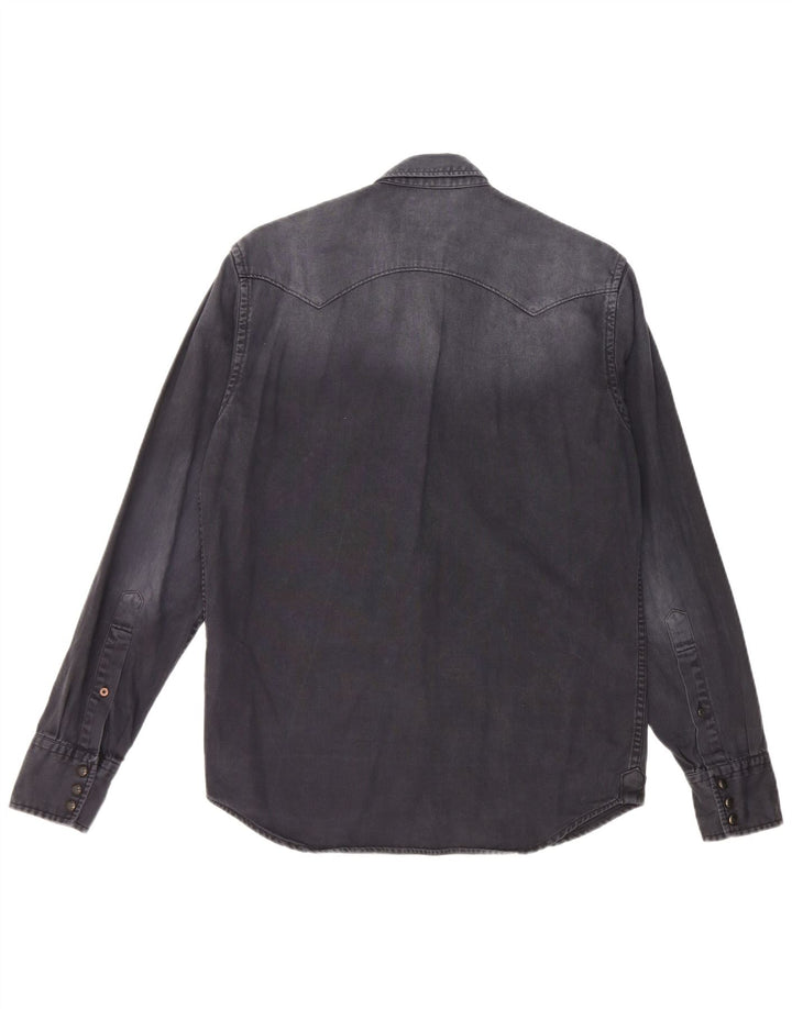 REPLAY Camicia da uomo in denim tinto in capo, cotone blu navy medio