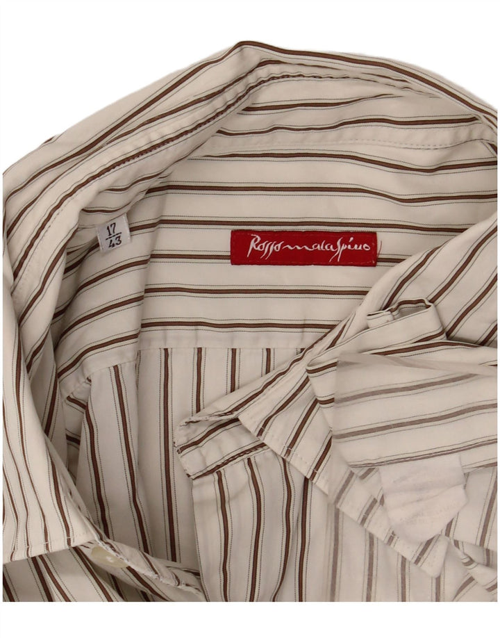 Camicia da uomo ROSSO MALASPINO Taglia 43 17 Cotone a righe bianche grandi