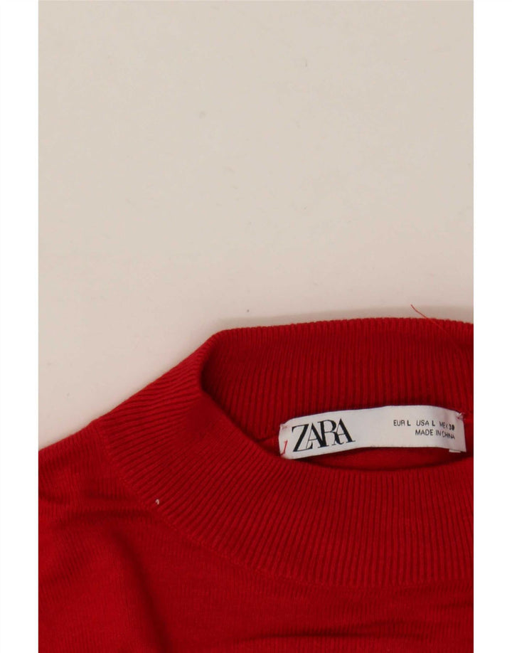 Maglione maglione collo alto da donna Zara UK 16 grande rosso
