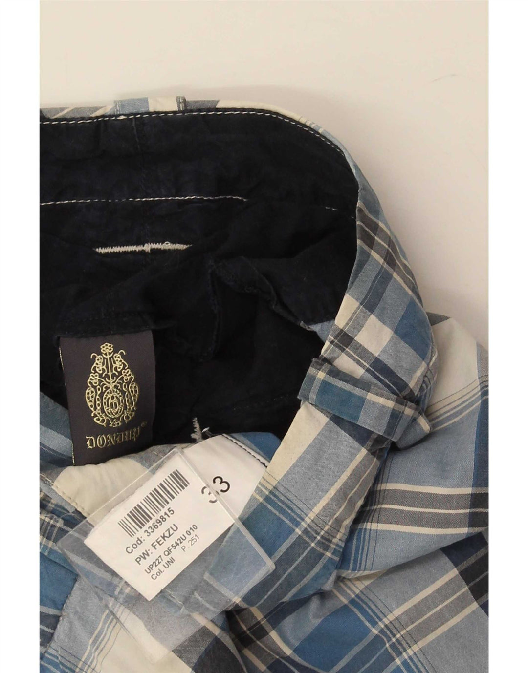 Pantaloncini chino da uomo Dondup W33 blu medio a quadri