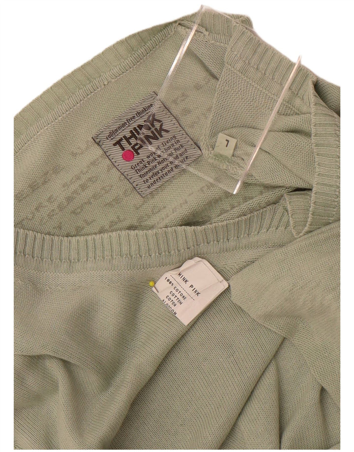 Maglione maglione da uomo con scollo a V Think Pink, grande cotone verde