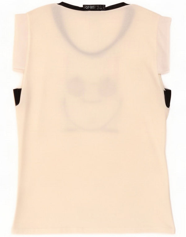 Liu Jo T-shirt grafica da donna UK 10 Small Bianco
